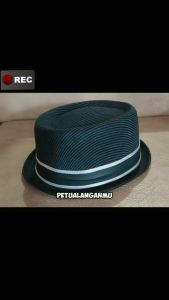 Pork pie motif salur...Pork pie hattopi pork pie...topi chaplin...