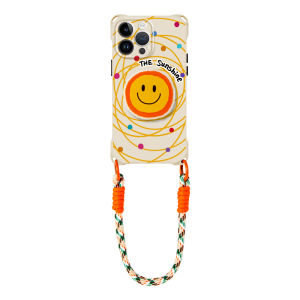 Creative Smile Face Magnetic Absorption Phone Case with Lanyard Handheld Huawei P70 Ultra Coin Purse Pendant 15Promax Crossbody Mate60 Fashionable