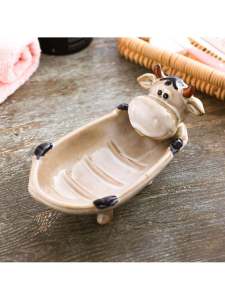 European Style Ceramic Animal Soap Dish: A Double Layer Waterproof Draining Soap Holder