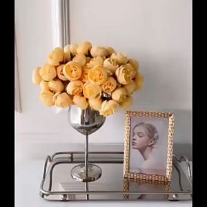 Hoa giả trang trí hoa hồng giả bó hoa hồng giả chất liệu vải lụa nhân tạo cao cấp bó 27 bông - Happy Home 4U