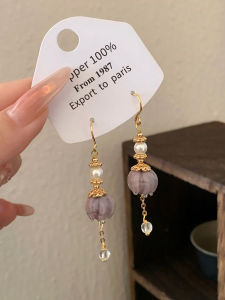 Elegant French Vintage Purple Flower Handmade Earrings Gentle Fairy Atmosphere Eternal Garden Luxury Minimalist Hoop Earrings