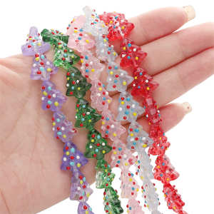 1pc 15x16mm Lampwork Hand Painted Christmas Tree Beads For Handmade Bracelet Necklace Earring Keychain DIY Craft Jewelry Making