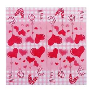 Dinner Party Napkins Serviettes Paper Disposable - Colour Pink Love Hearts Print [NSP058]
