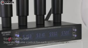 RISING AUDIO Wireless Microphone System 4-Channel(Pro) UHF Cordless Dynamic Four Mics Set Auto Connect All Metal Designfor Home Karaoke Meeting Party Church DJ Wedding Home KTV Set 260ft