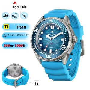 Đồng Hồ Lặn Chạy Bằng Năng Lượng Mặt Trời NORTH EDGE Triton-TI Titanium Chống Nước 300M Đồng Hồ Thạch Anh Cao Cấp Dành Cho Nam Với Kim Dạ Quang Thời Lượng Pin Hơn 180 Ngày