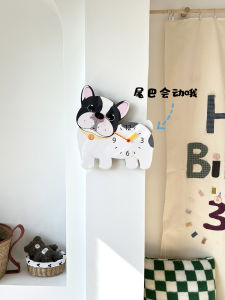 Đồng Hồ Treo Hình Chú Chó Pháp Dễ Thương Trang Trí Phòng Trẻ Em Phòng Khách Đồng Hồ Tĩnh Âm Nhãn Hiệu Thời Gian Sáng Tạo Đồng Hồ Hoạt Hình