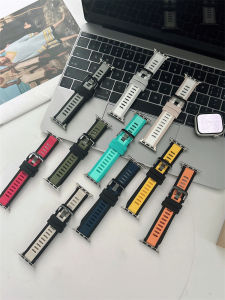 Double Color Texture Silicone Watchband Breathable Sports Mens Band for iWatch S10 Ultra Sport Apple Watch Compatible 41mm