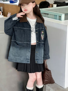 MPW | Girls Cat Embroidery Denim Jacket and Skirt Set Childrens Fashionable Autumn Wear Casual Style Standard Package MPW Brand