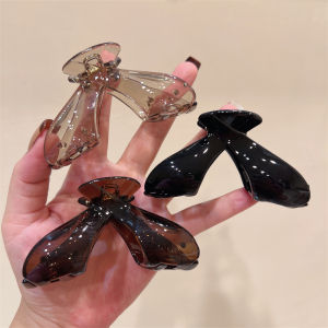 กิ๊บติดผมรูปผีเสื้อสีเข้มสไตล์เกาหลีขนาดกลาง เครื่องประดับผมสไตล์เรียบง่ายหรูหรา ทรง V สีลูกกวาด เครื่องประดับผมแฟชั่น