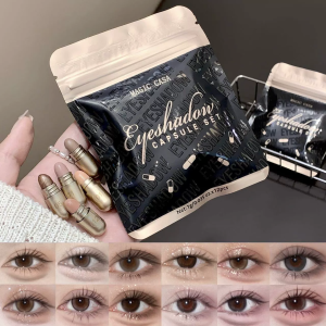 MAGIC CASA 12 สีแคปซูลอายแชโดว์ Set เน้นและครอชอายแชโดว์ Non-Smudging Eye Contour Set