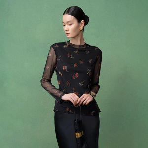 Floral Print Silk Blouse Long Sleeves