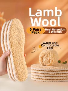JIFANPAUL | Winter Warm Sheepskin Insoles Thick Plush Anti-cold
