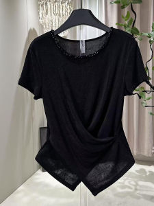 BINKAFENNY | Plus Size Irregular Design Black Short Sleeve T-shirt