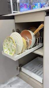 in hom Slide-Out Dish Drying Storage Kitchen Dish Rack  Pullout Basket Dish Rack Drainer Tray Plate Drying Organizer