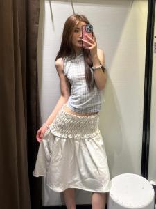 Chendafei Korean Style Gold Lace Halter Half Skirt Womens Summer New Style Two-Way Wearable Tube Top A-Line Skirt