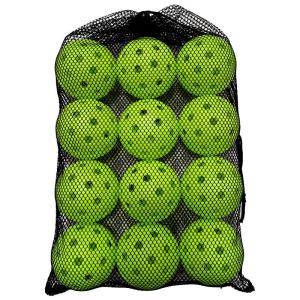 12Pcs Pickleball Balls Set 74mm 40 Hole PE Outdoor Practice Balls with Mesh Bag for Competition Pickleball Packs of Pickleballs