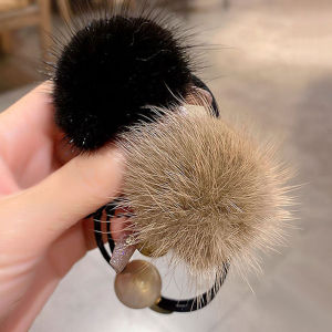 Spring Summer New 2025 High End Hair Accessories Ball Ties Womens Hair Bands Small Leather Straps Bun Hair Decorations