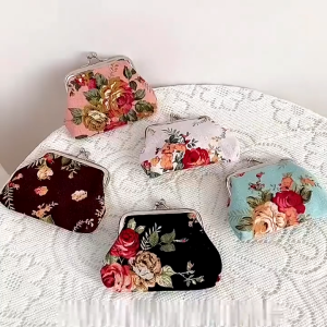 Lady Small Wallet Hasp Mini Vintage Flower Small Wallet Credit Card Holder Clutch Bag Coin Purse