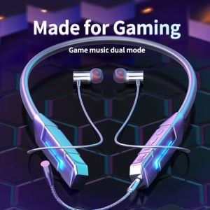 Original 120 Hours Standby Game Sports Wireles Headset Breathing Lamp Hanging Neck Waterproof Subwoofer with Mic Support TF Card Bluetooth Earphone Earplug