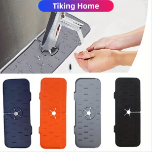 37X14CM Kitchen Faucet Mat Sink Rubber Mat Splash Guard Silicone Drainage Drying Mat for Dishes Pad Countertop Sink Protector Mat
