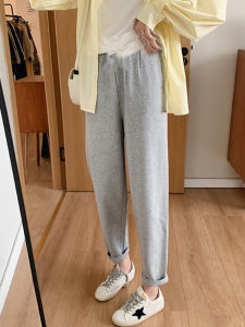Maternity Casual Pants Nine-Foot Spring-Autumn Thin Sporty Pants Summer Outdoor Wear Cotton Polyester Full Pregnancy Stage