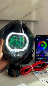 Lampu Depan Fino Lama Custom Biled Biled ASLI Projector CR7 Devil RGB + Relay