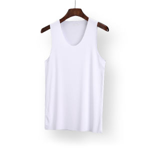 Summer High Elasticity Quick Dry Home Clothes Tank Top for Youth Spandex Sweat Vest with Straight Hem Pure Color