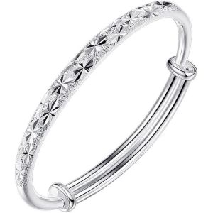 Silver bracelet 9999 sterling silver bracelet female fashion simple push-pull silver bracelet accessories girlfriend mother birthday gift