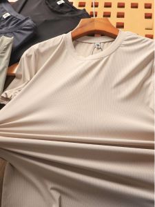 Eastern Europe Niche Style! Texture Fabric! Summer Men Moisture Wicking Quick-Drying Stretch Casual round Neck Short Sleeves T-shirt