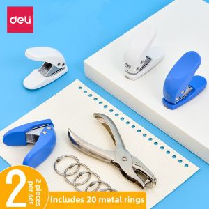 deli | Metal Mini Hole Puncher for Ring Binders and Paper DIY Word Card Puncher