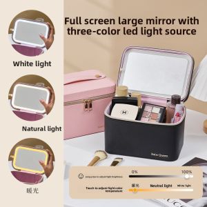WANYU | Mirror LED Light Large Capacity Ins Style Portable Cosmetic Bag