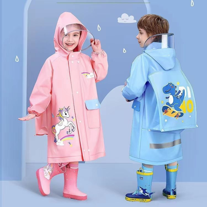 Waterproof Raincoat for Kids With Bags Full Body Rainproof Poncho ...