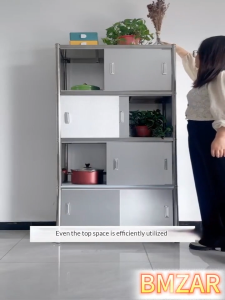 BMZAR Stainless Steel Kitchen Storage Cabinet Dustproof Heavy Duty with Sliding Doors Commercial grade quality Fully enclosed dustproof storage cabinet