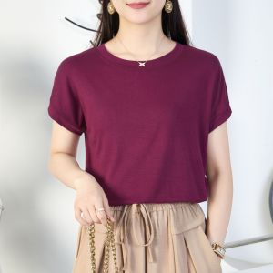 Design Sensation Slim Fit round Neck Pure Color Top Batwing Sleeve Fashionable Base Layer Pants Long Elastic Waist Skirt Pants