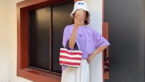 Túi Kẻ Sọc 3 Vạch Đựng Đồ Cá Nhân Tiện Lợi Túi Xách Đựng Mỹ Phẩm giỏ Đựng Cơm Trưa Văn Phòng Thời Trang