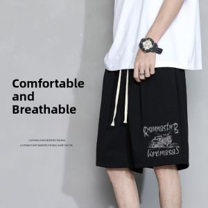 Ice Silk Mens Shorts Summer Casual Sporty Thin Five-Point Pants Black Large Size Breathable Comfortable Straight Leg Casual Pants