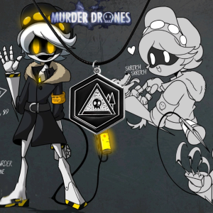 Anime Murder Drones Cosplay Necklace Gothic Skull Skeleton Metal Black Pendant Necklace Halloween Couples Accessories Jewelry