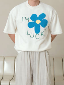 DAVID&ME | Off-White Round Neck Printed Casual Loose Fashion T-shirt