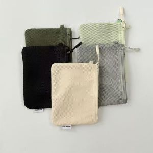 New Mesh Coin Purse Simple Portable Mini Bag Multi-purpose Square Bag Double-layer Zipper Card Holder Travel Makeup Storage Bags