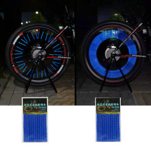 12pcs/Bag Bicycle Wheel Radius Reflective Sticker Tube Strip DIY Warning Light 7.5cm MTB Cycling Reflector Reflective Safety Kit