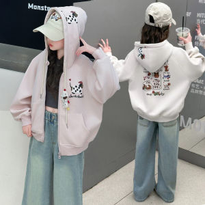 Girls Casual Jacket Spring Autumn 2025 New Large Children Pink Hooded Top Sports Student Zipper Open Cardigan Trendy