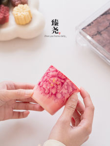 Zhenyao Ceramic Tea Cup Ladies Owner Cup Personal Cup Tea Set Ru Porcelain Peony Flower Tea Cup for Home Tea Room