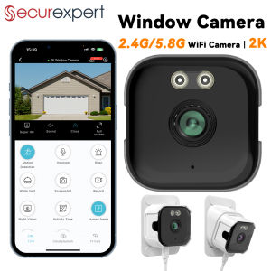 2K Window Camera with AI Human Detection Full Color Night Vision 24/7 Recording 2.4G/5.8G WiFi Two-Way Audio Works with Alexa