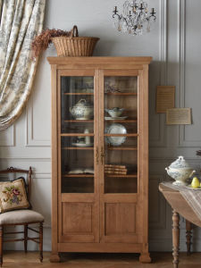 American Retro Double Door Solid Wood Bookcase Display Cabinet Multi-layer Storage Cabinet Living Room Furniture Bookshelf