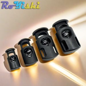 50pcs Black Single Hole Plastic Cord Lock Stopper Spring Toggle Clip for Paracord Drawstring Rope Lanyard Shoelace Clothes