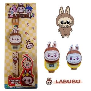 JAM TANGAN ANAK KOTAK DIGITAL LABUBU LAMPU MUSIK WARNA WARNI UI
