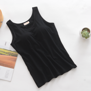 Pure Cotton Womens Tank Top with Chest Pad No Steel Ring Bra Cup Integrated Home Yoga Sports Underwear Summer Style Simple Design