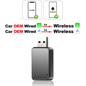 TIMEKNOW New 2 In1 CarPlay & Android Auto Mini Box Wireless CarPlay Adapter Wired to Wireless CarPlay For USB/Type C Dongle