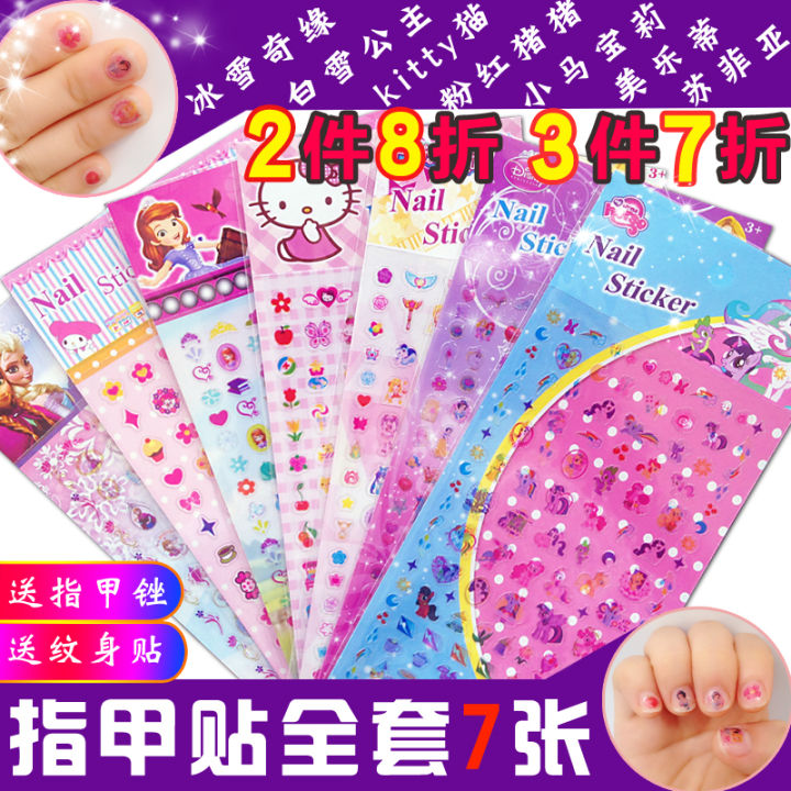 Children's Nail Stickers Manicure Barbie Princess Korean Waterproof Baby Girl Cartoon Safe