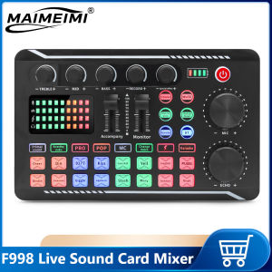 F998 Live Sound Card Bluetooth-Compatible Studio Record DJ Mixer Effects For Phone PC Audio Mixing Console Amplifier Music Mixer